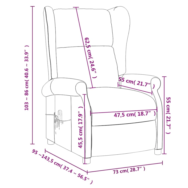 vidaXL masāžas krēsls, tumši pelēks audums