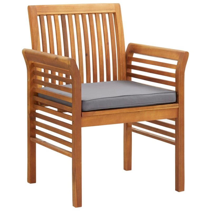 vidaXL 5-daļīgs dārza mēbeļu komplekts ar matračiem, akācijas koks