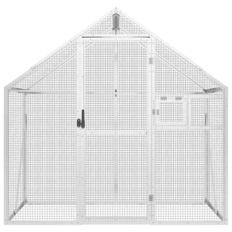 vidaXL putnu māja, sudraba krāsa, 179x100x185 cm, alumīnijs