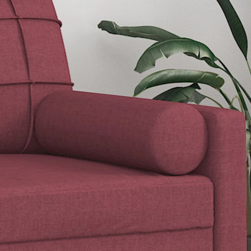 vidaXL dekoratīvi spilveni, 2 gab., DIA15x50 cm, vīnsarkans audums