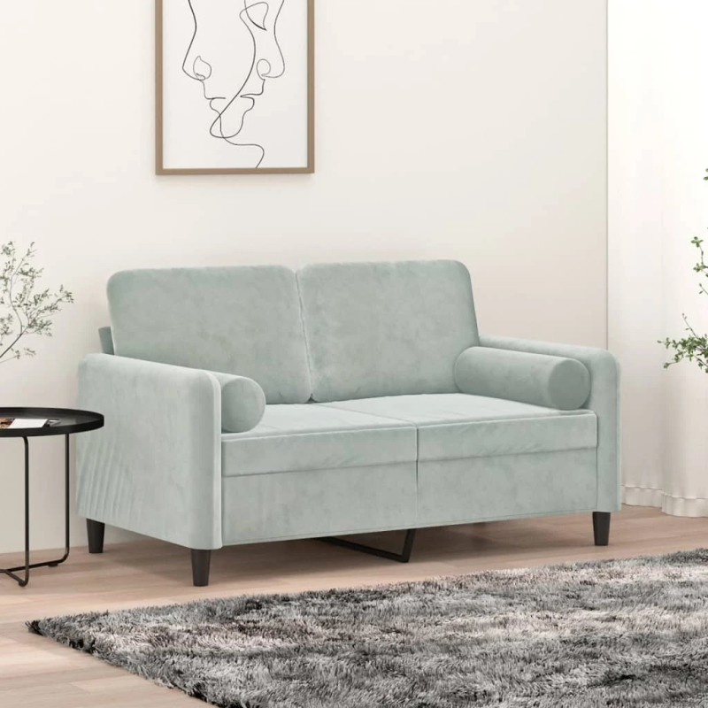 vidaXL dekoratīvi spilveni, 2 gab., DIA15x50 cm, gaiši pelēks samts