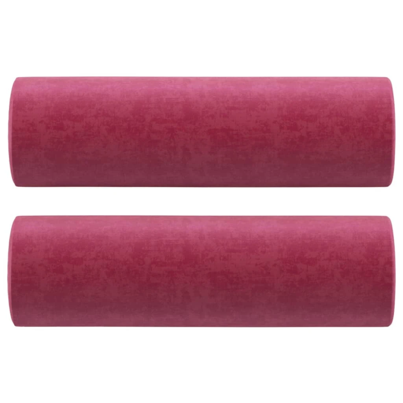 vidaXL dekoratīvi spilveni, 2 gab., vīnsarkans DIA15x50 cm, samts