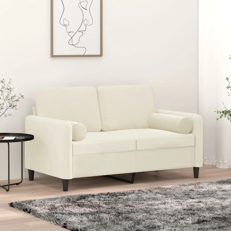 vidaXL dekoratīvi spilveni, 2 gab., krēmkrāsas, DIA15x50 cm, samts