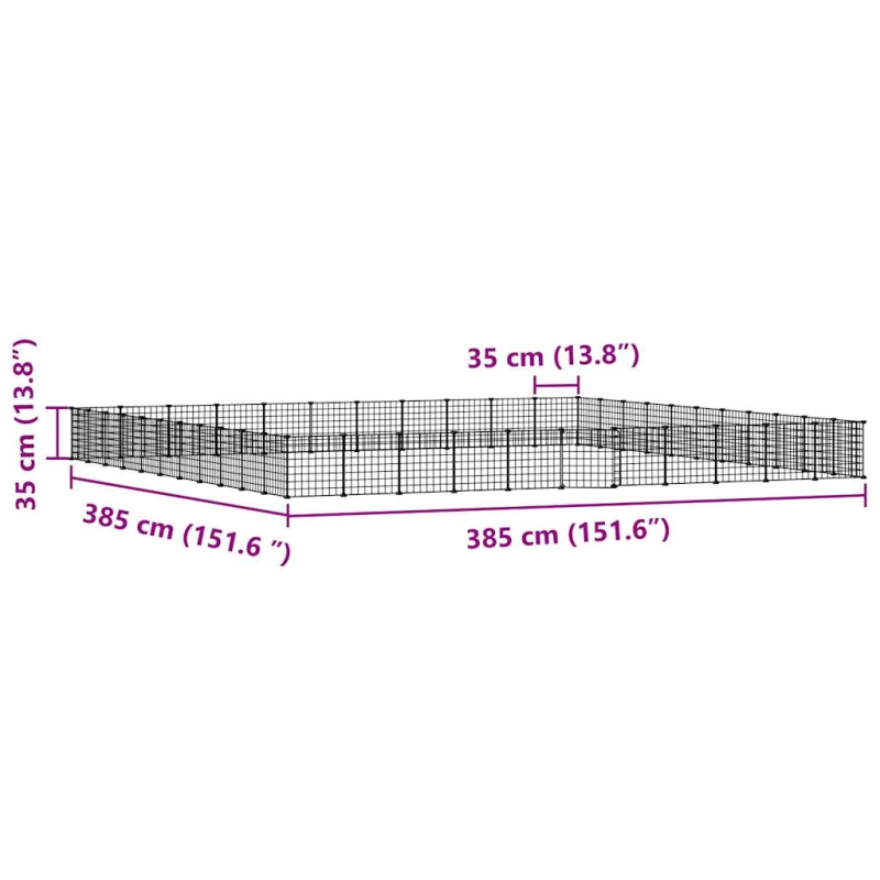 vidaXL 44 paneļu mājdzīvnieku būris ar durvīm, melns, 35x35cm, tērauds