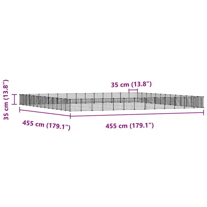 vidaXL 52 paneļu mājdzīvnieku būris ar durvīm, melns, 35x35cm, tērauds