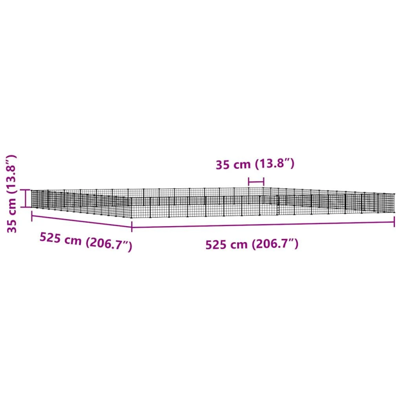 vidaXL 60 paneļu mājdzīvnieku būris ar durvīm, melns, 35x35cm, tērauds
