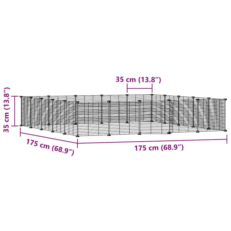 vidaXL 20 paneļu mājdzīvnieku būris ar durvīm, melns, 35x35cm, tērauds