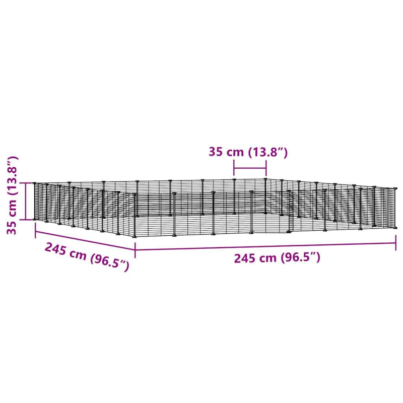 vidaXL 28 paneļu mājdzīvnieku būris ar durvīm, melns, 35x35cm, tērauds