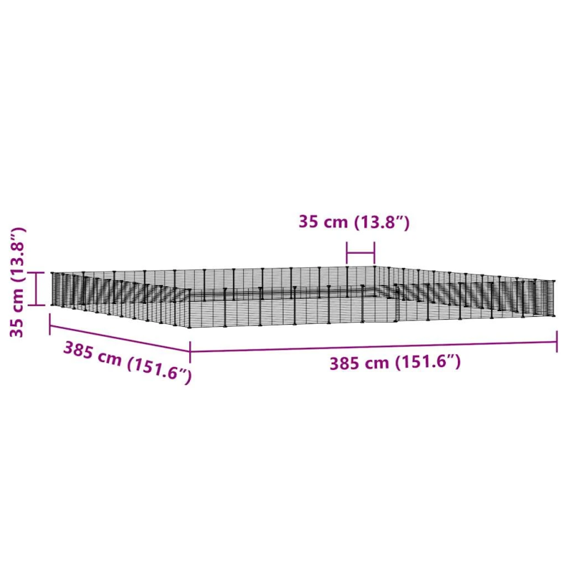 vidaXL 44 paneļu mājdzīvnieku būris ar durvīm, melns, 35x35cm, tērauds