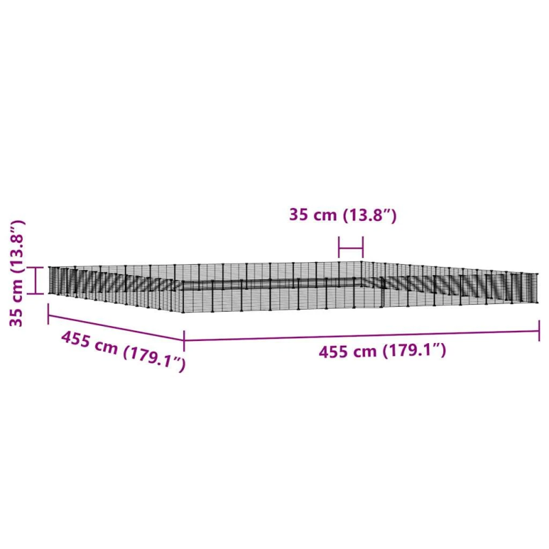 vidaXL 52 paneļu mājdzīvnieku būris ar durvīm, melns, 35x35cm, tērauds