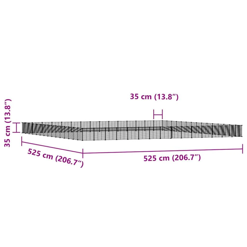 vidaXL 60 paneļu mājdzīvnieku būris ar durvīm, melns, 35x35cm, tērauds