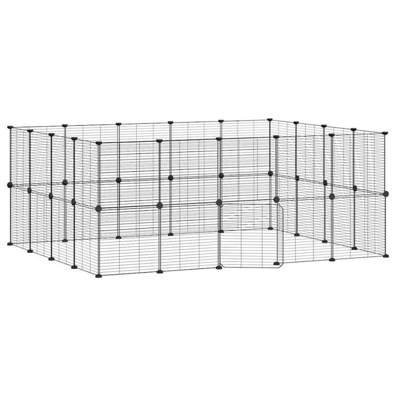 vidaXL 36 paneļu mājdzīvnieku būris, melns, 35x35 cm, tērauds