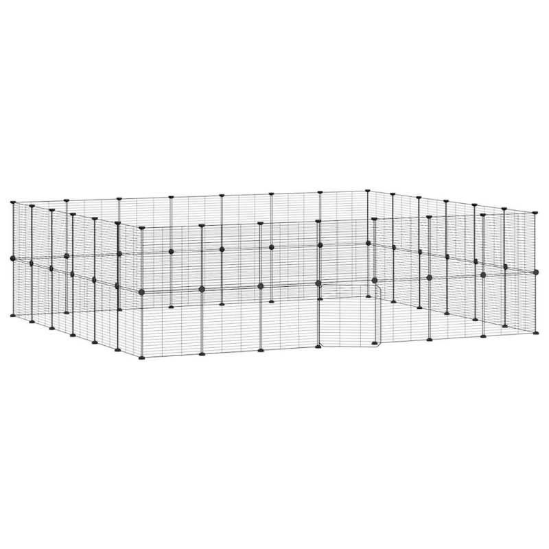 vidaXL 52 paneļu mājdzīvnieku būris ar durvīm, melns, 35x35cm, tērauds