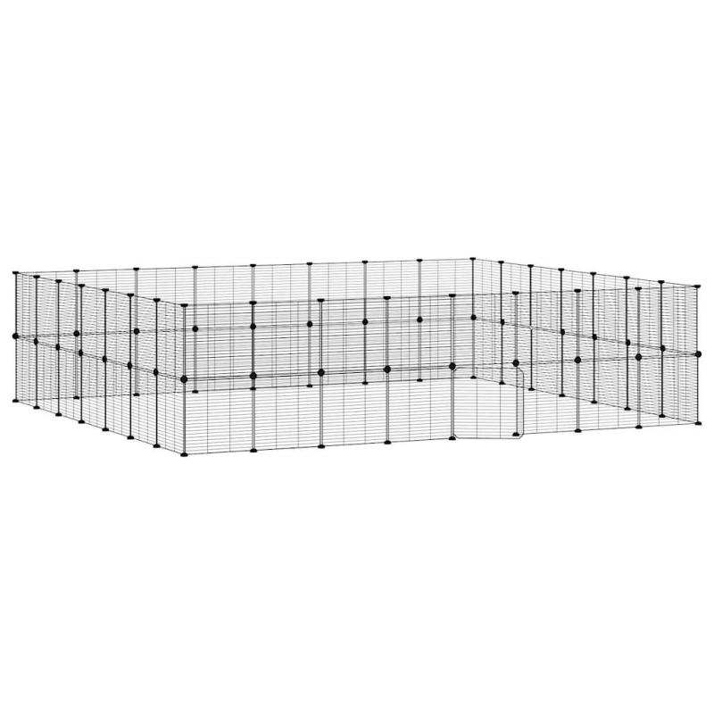 vidaXL 60 paneļu mājdzīvnieku būris ar durvīm, melns, 35x35cm, tērauds