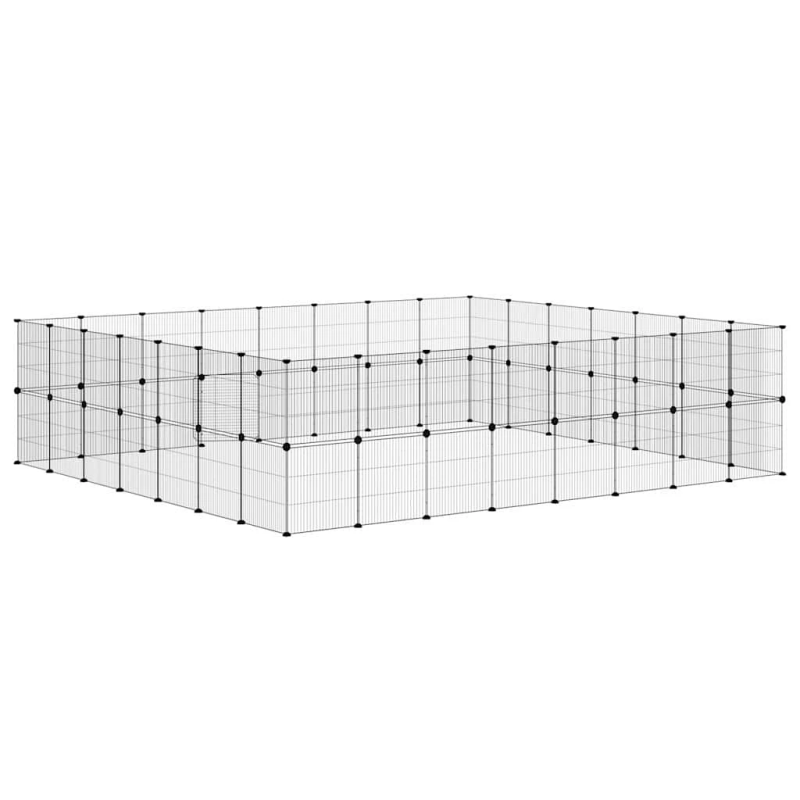 vidaXL 60 paneļu mājdzīvnieku būris ar durvīm, melns, 35x35cm, tērauds