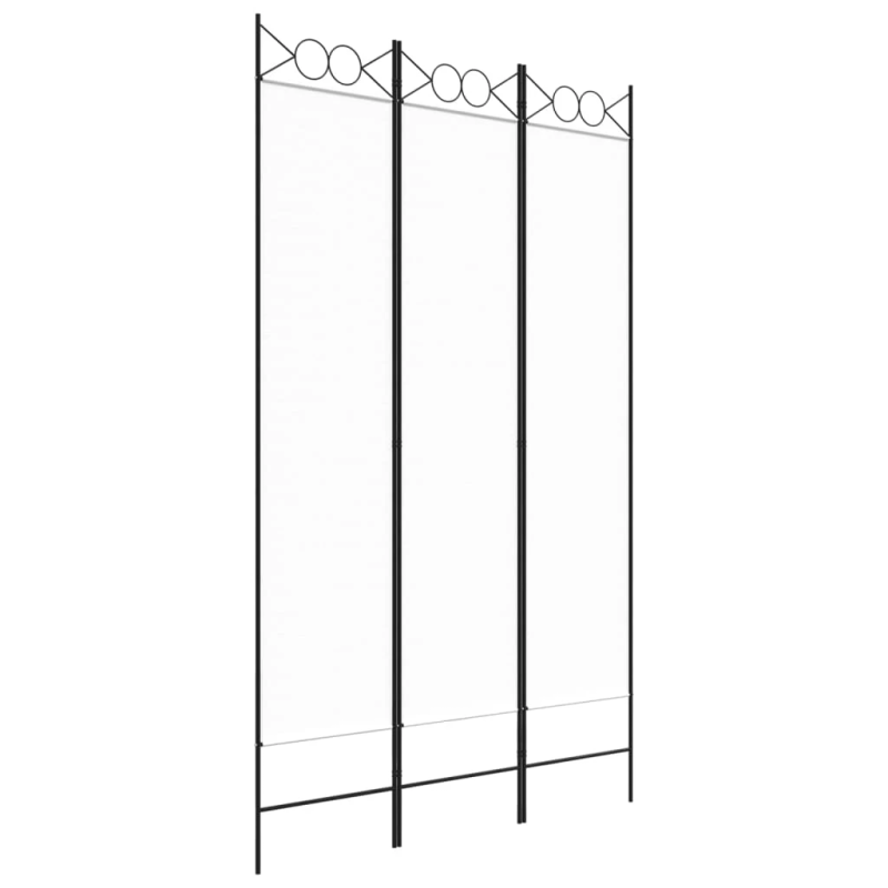 vidaXL 3-paneļu istabas aizslietnis, 120x200 cm, balts audums