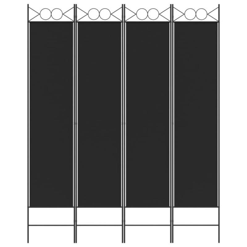 vidaXL 4-paneļu istabas aizslietnis, 160x200 cm, melns audums