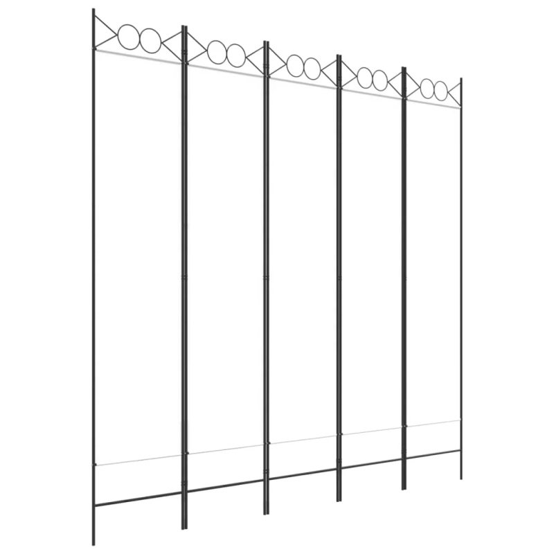 vidaXL 5-paneļu istabas aizslietnis, 200x200 cm, balts audums