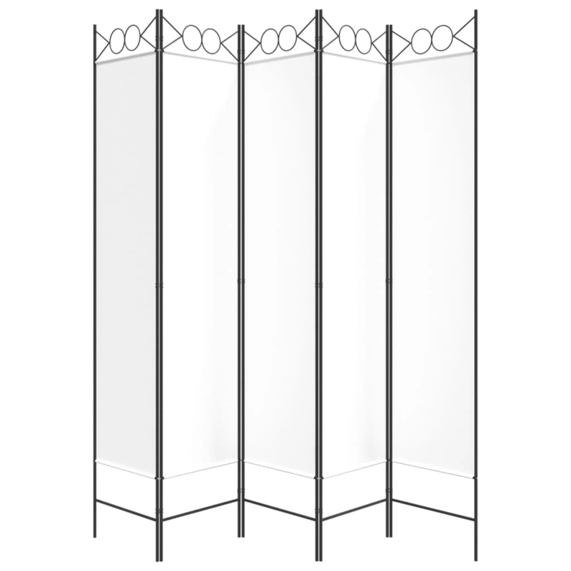 vidaXL 5-paneļu istabas aizslietnis, 200x200 cm, balts audums