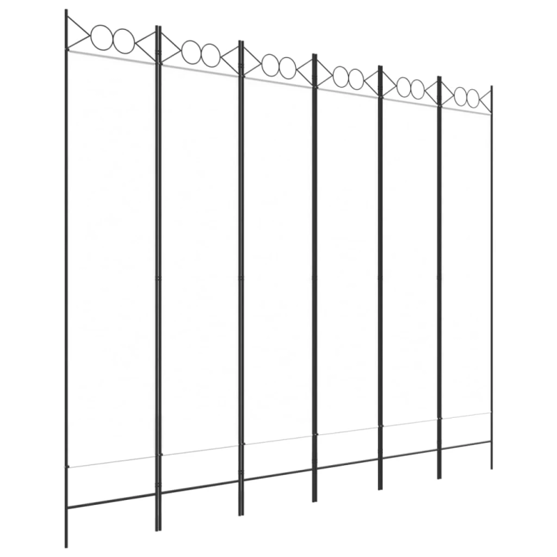 vidaXL 6 paneļu istabas aizslietnis, balts, 240x200 cm, audums