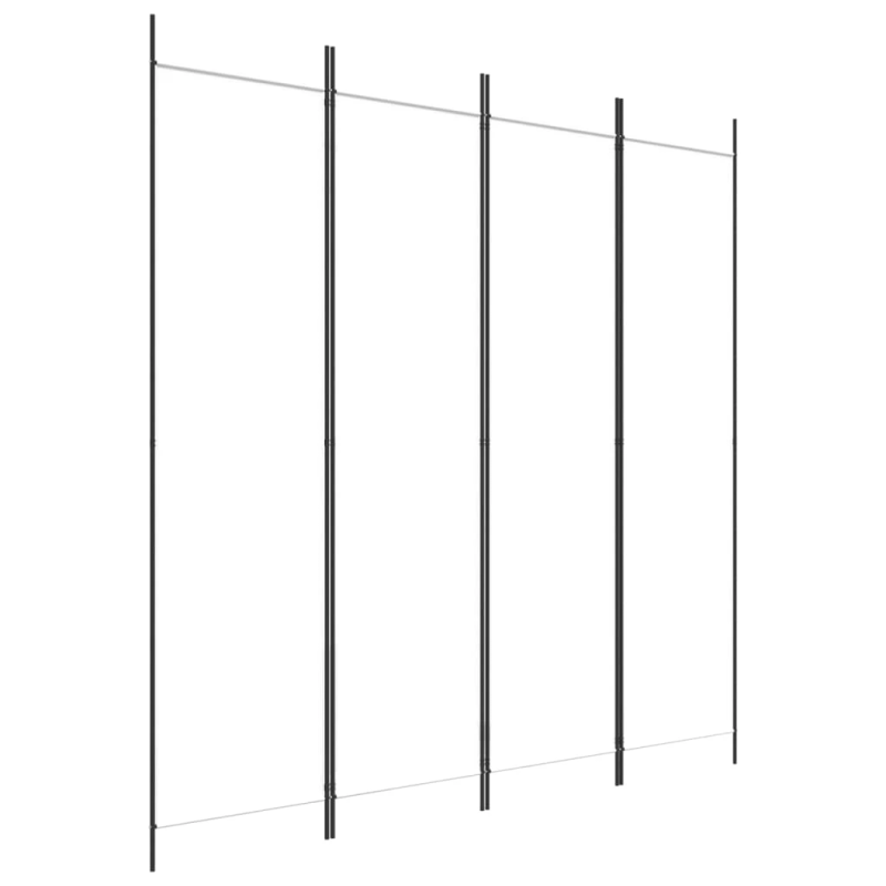 vidaXL 4-paneļu istabas aizslietnis, 200x200 cm, balts audums