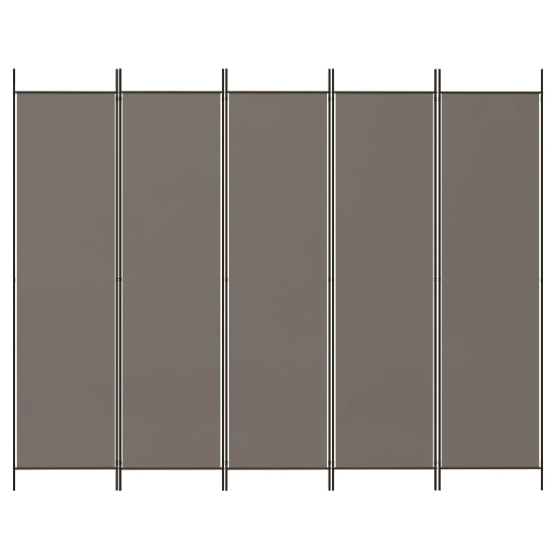 vidaXL 5-paneļu istabas aizslietnis, 250x200 cm, antracītpelēks audums