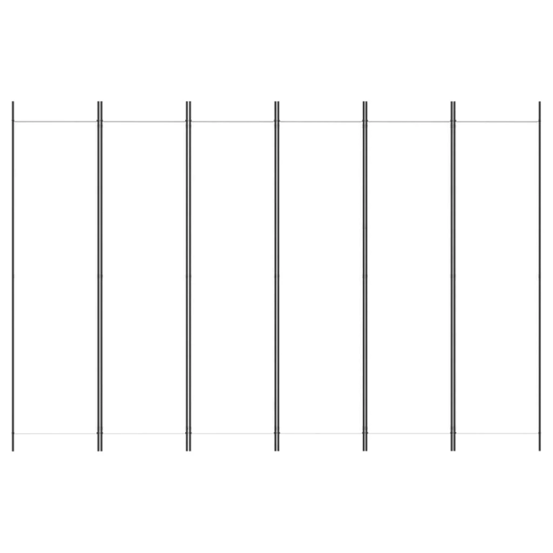 vidaXL 6 paneļu istabas aizslietnis, balts, 300x200 cm, audums