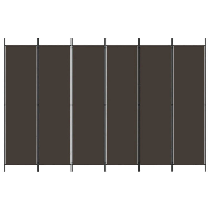 vidaXL 6-paneļu istabas aizslietnis, 300x200 cm, brūns audums