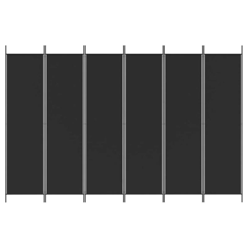 vidaXL 6-paneļu istabas aizslietnis, 300x200 cm, melns audums