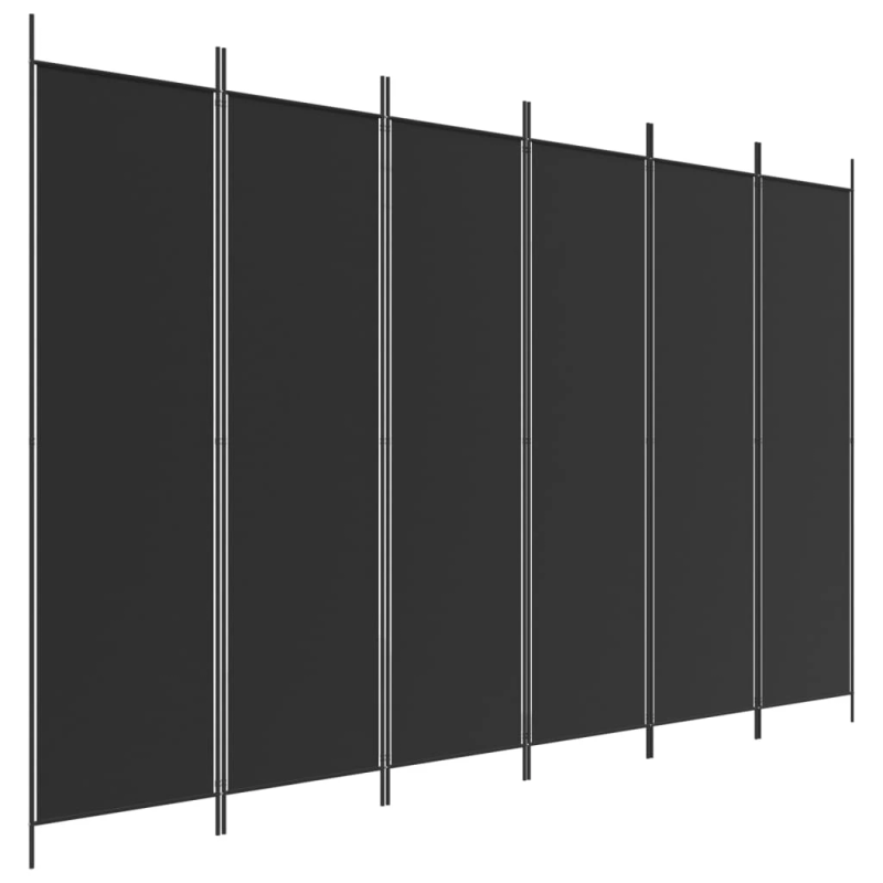 vidaXL 6-paneļu istabas aizslietnis, 300x200 cm, melns audums