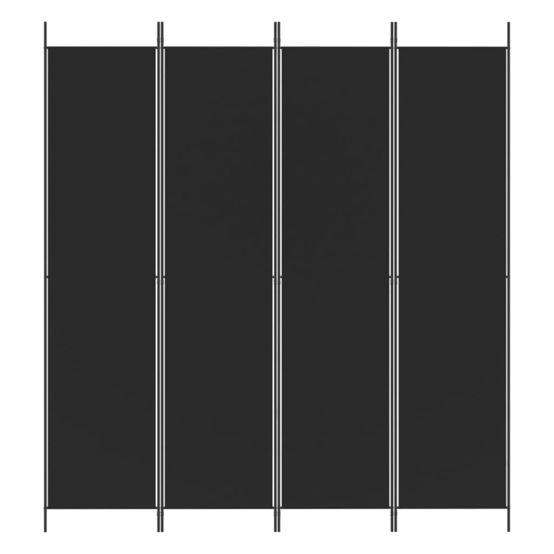 vidaXL 4-paneļu istabas aizslietnis, 200x220 cm, melns audums