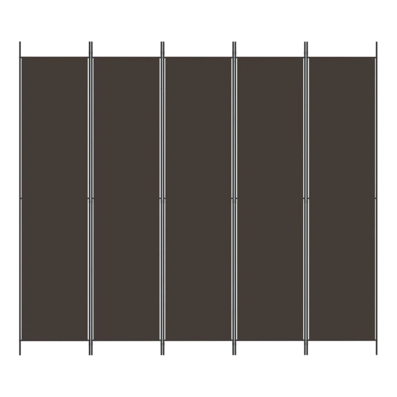 vidaXL 5-paneļu istabas aizslietnis, 250x220 cm, brūns audums