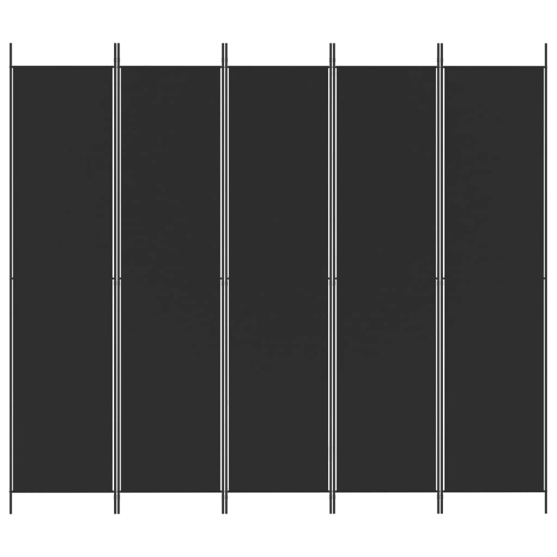 vidaXL 5-paneļu istabas aizslietnis, 250x220 cm, melns audums