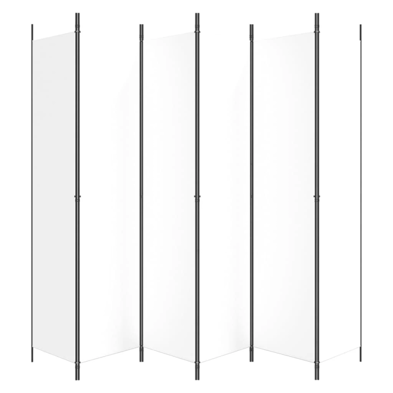 vidaXL 6 paneļu istabas aizslietnis, balts, 300x220 cm, audums