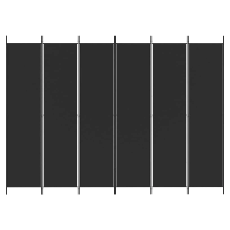 vidaXL 6-paneļu istabas aizslietnis, 300x220 cm, melns audums