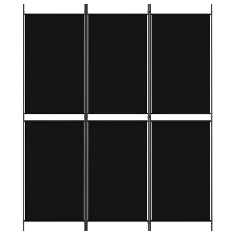 vidaXL 3-paneļu istabas aizslietnis, 150x180 cm, melns audums