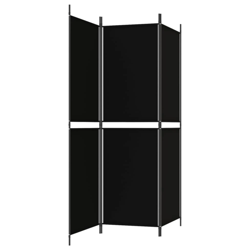 vidaXL 3-paneļu istabas aizslietnis, 150x180 cm, melns audums
