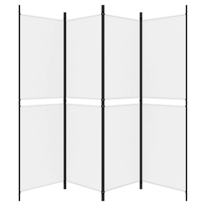 vidaXL 4-paneļu istabas aizslietnis, 200x180 cm, balts audums