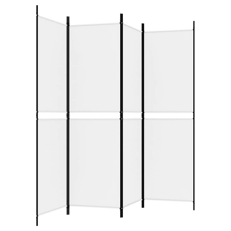 vidaXL 4-paneļu istabas aizslietnis, 200x180 cm, balts audums