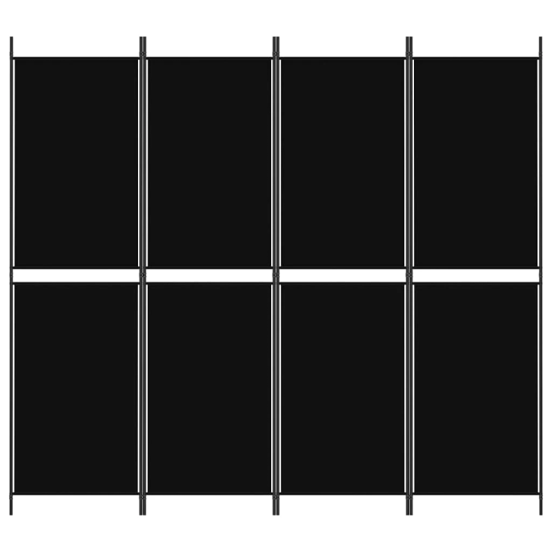 vidaXL 4-paneļu istabas aizslietnis, 200x180 cm, melns audums
