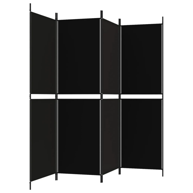 vidaXL 4-paneļu istabas aizslietnis, 200x180 cm, melns audums