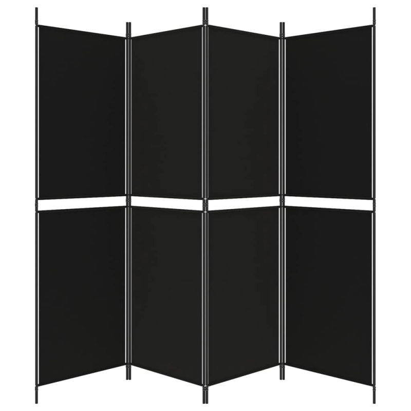 vidaXL 4-paneļu istabas aizslietnis, 200x180 cm, melns audums