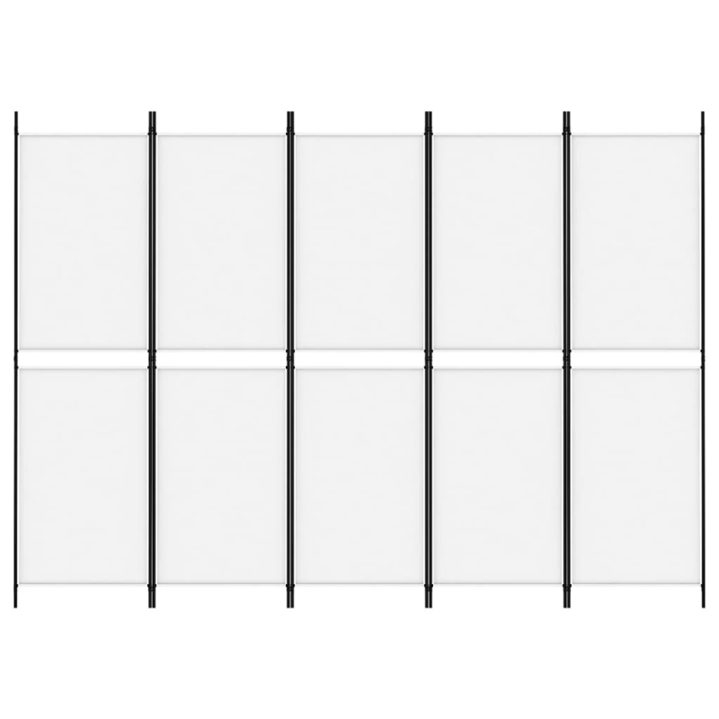 vidaXL 5 paneļu istabas aizslietnis, 250x180 cm, balts audums