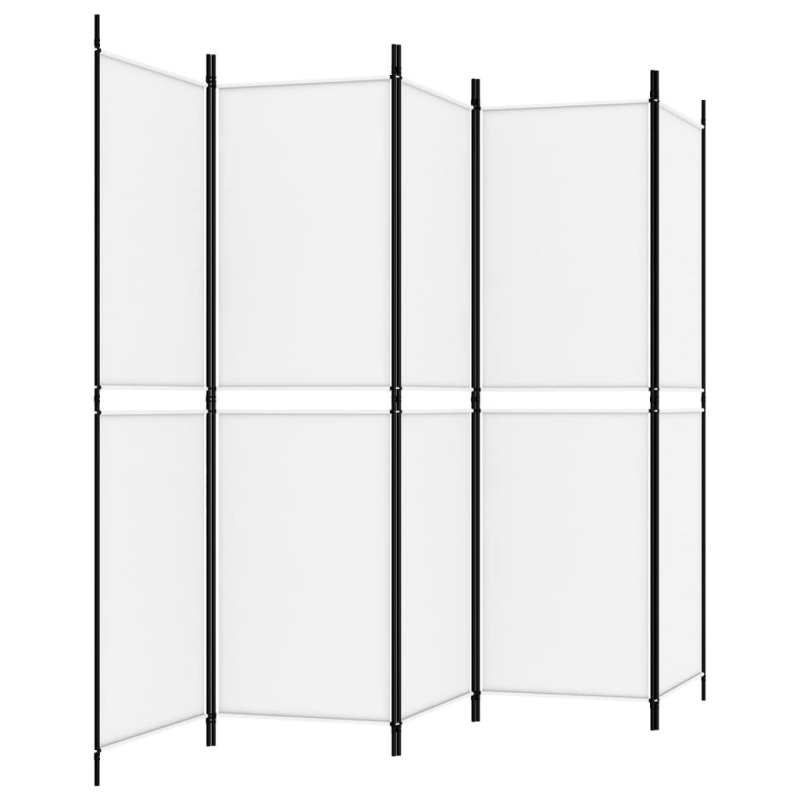 vidaXL 5 paneļu istabas aizslietnis, 250x180 cm, balts audums