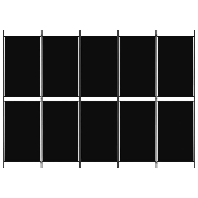 vidaXL 5-paneļu istabas aizslietnis, 250x180 cm, melns audums