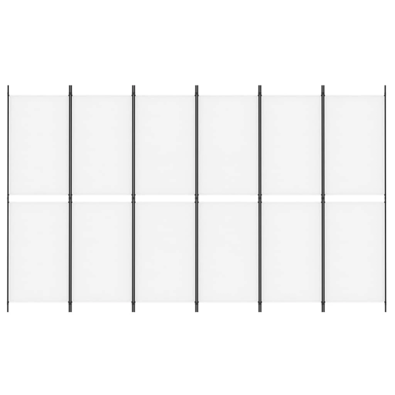 vidaXL 6 paneļu istabas aizslietnis, balts, 300x180 cm, audums