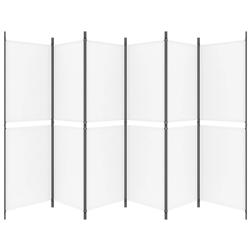 vidaXL 6 paneļu istabas aizslietnis, balts, 300x180 cm, audums