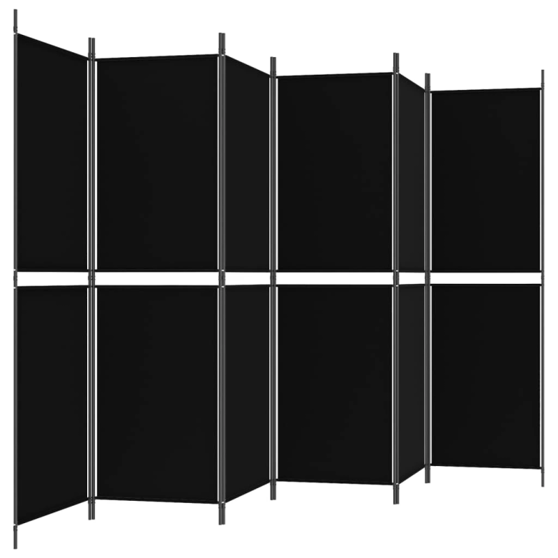 vidaXL 6-paneļu istabas aizslietnis, 300x180 cm, melns audums