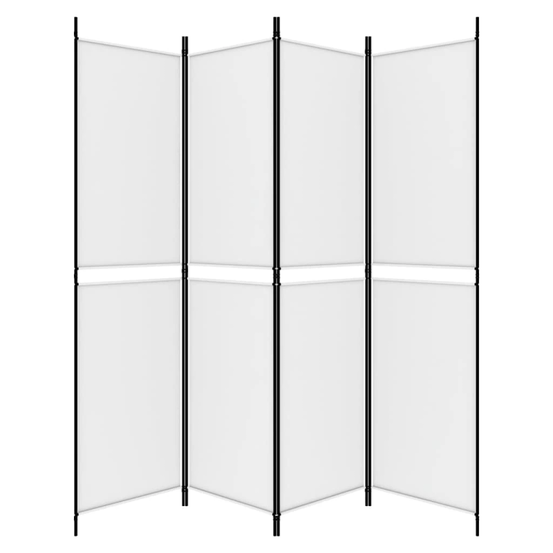 vidaXL 4-paneļu istabas aizslietnis, 200x200 cm, balts audums