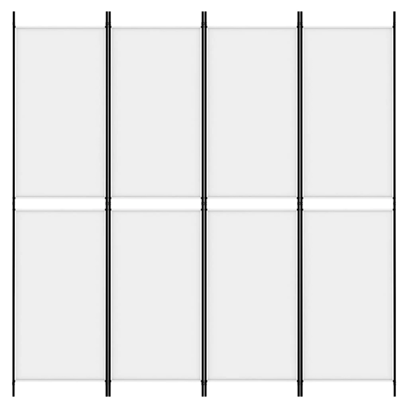 vidaXL 4-paneļu istabas aizslietnis, 200x200 cm, balts audums